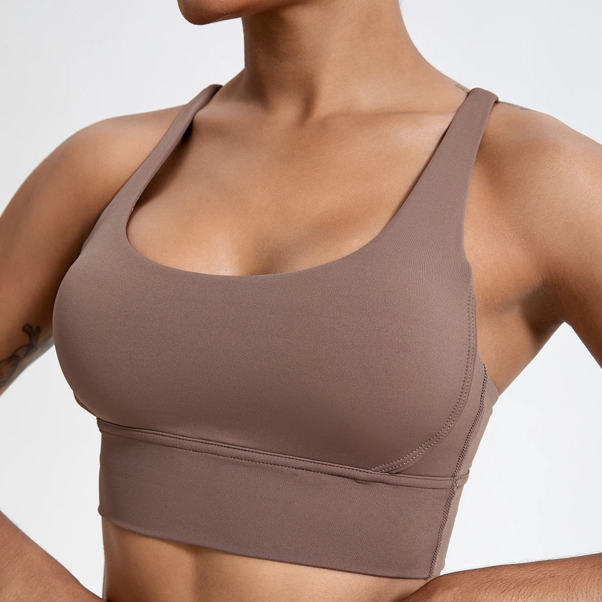 Push-Up Sports Bra for Women – Cross Back Yoga Crop Top, Shockproof Gym Fitness Bra for Running & Workout