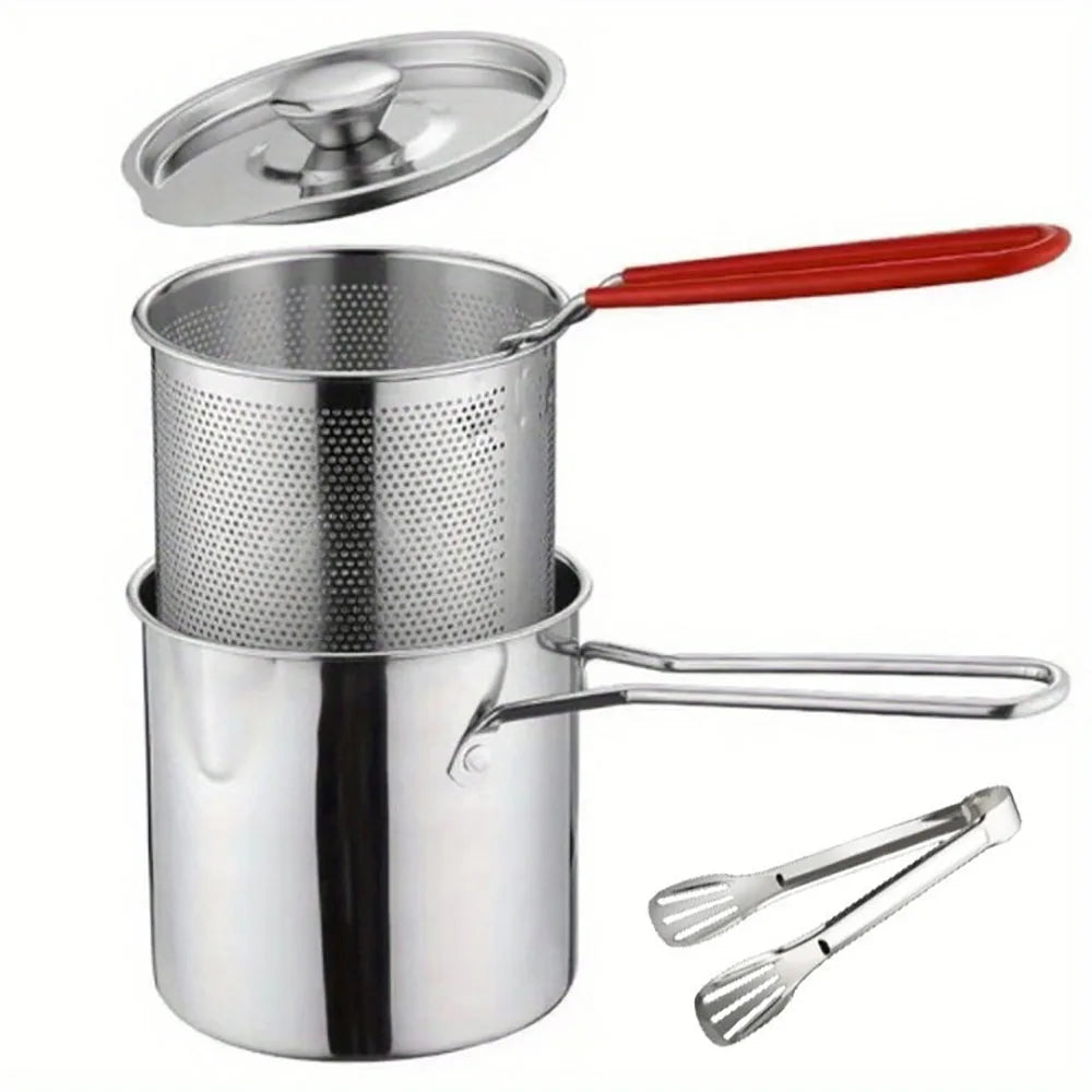 Stainless Steel Fry Basket – Small Tempura & Deep Fry Pot for French Fries & Chicken