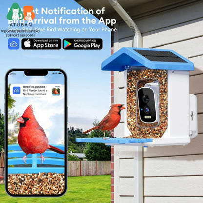 ATUBAN Smart Bird Feeder with Camera – Solar-Powered 2.5K HD Video Birdhouse with AI Species Identification