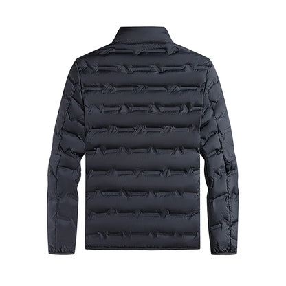 Graphene Self-Heating Down Jacket for Men – Solid Windproof, Pleated Stand Collar, Warm Winter Outerwear