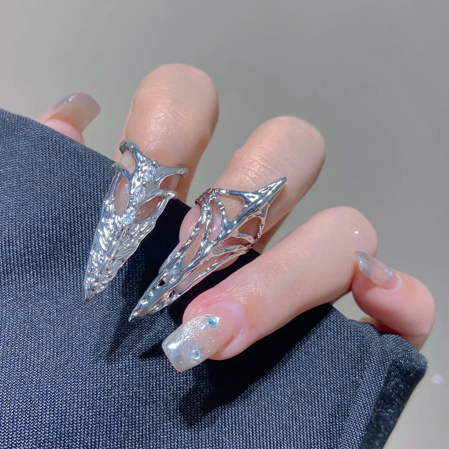 New Gothic Rock Punk Fingertip Nail Ring | Metal Manicure Jewelry Accessories for Women, Party & Gift for Girlfriends