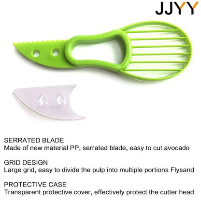 JJYY 3-in-1 Avocado Slicer: Shea Corer, Butter Fruit Peeler, Cutter & Pulp Separator - Plastic Kitchen Vegetable Tool