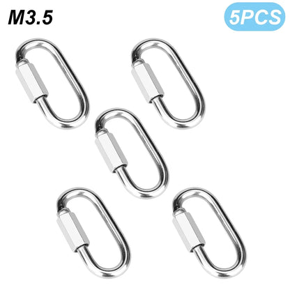 Stainless Steel Carabiner Quick Links - Safety Snap Hooks Chain Connectors for Keys, Climbing and Gear Repair