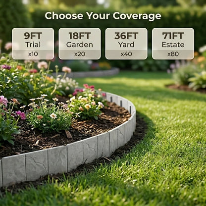 Stone-Look Garden Edging - No-Dig Landscape Border Panels for Flower Beds, Lawns & Pathways