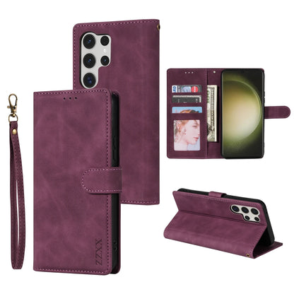 Magnetic Leather Wallet Case for Samsung Galaxy S25 Ultra–S8 – Skin-Friendly Flip Cover with Card Slots & Stand Function