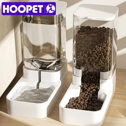 HOOPET Automatic Dog & Cat Feeder — Transparent Water Bowl & Food Storage Dispenser for Puppies and Kittens