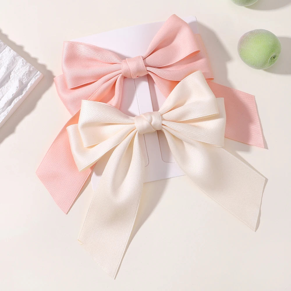 Hot New Fashion Fabric Large Bow Hairpin – Sweet Red & White Bow Hair Clips for Women & Girls, Top Clip, Female Hair Accessories