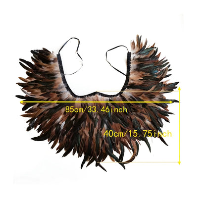 Women’s 2-Piece Feather Shawl Set - Elegant Punk-Style Cosplay Accessories for Halloween, Masquerade Balls, Parties, and Carnivals