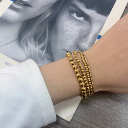 MHS.SUN Trendy Stainless Steel Stretch Bracelet — Gold & Silver Beaded 2mm/5mm/8mm for Men & Women
