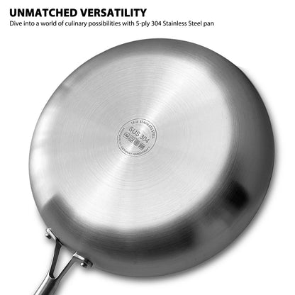 304 Stainless Steel Non-Stick Frying Pan - Uncoated Steak Cookware for Gas Stove and Induction Cooker