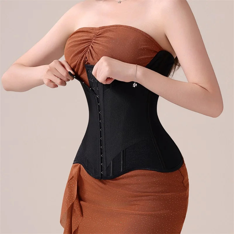 MiiOW U-Shaped Women’s Waist Trainer Corset – Buttoned Steel Bone Shaper for Breast Lift & Slimming Shapewear