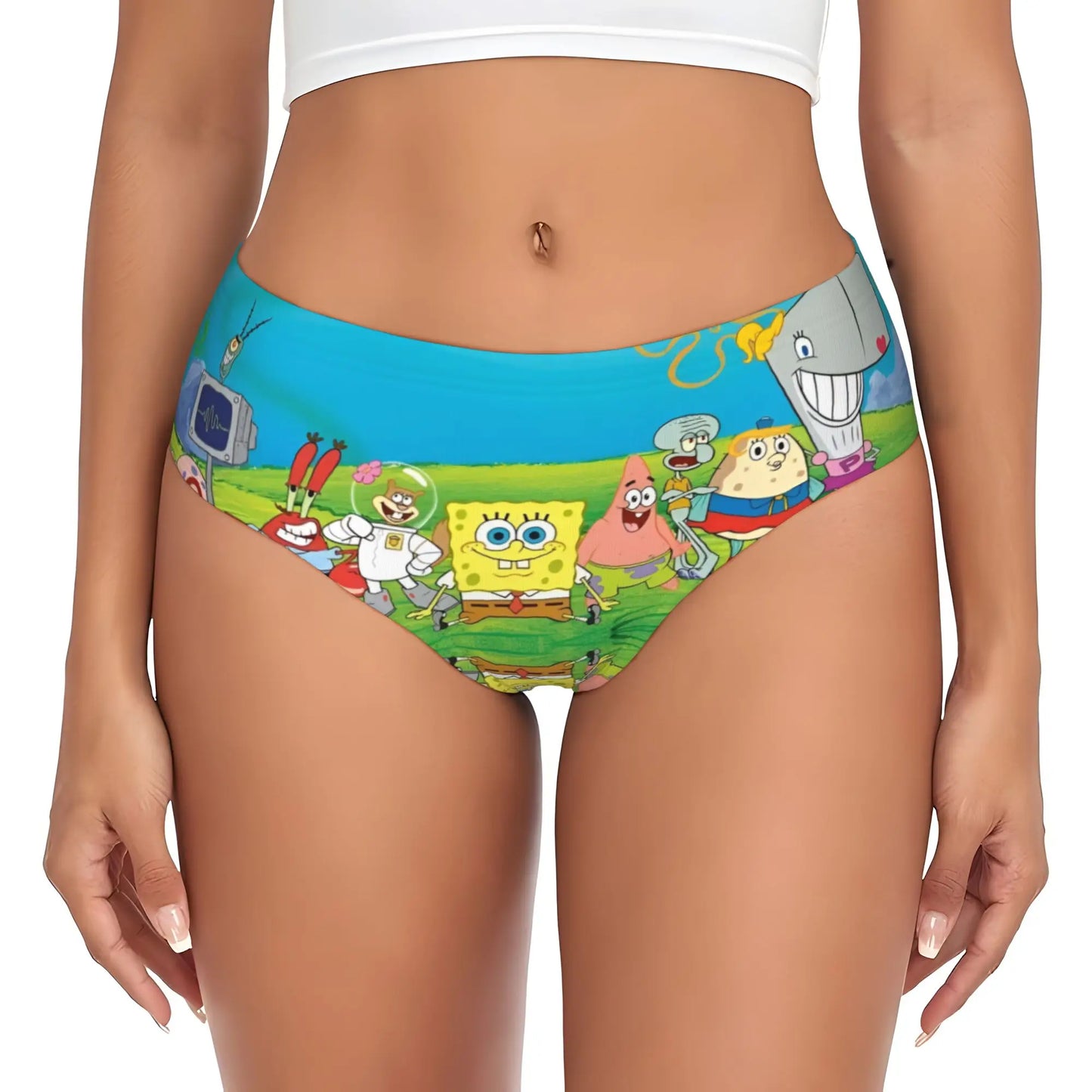 Women’s Anime Graphic Brief Panties - Soft Cartoon Print Underwear