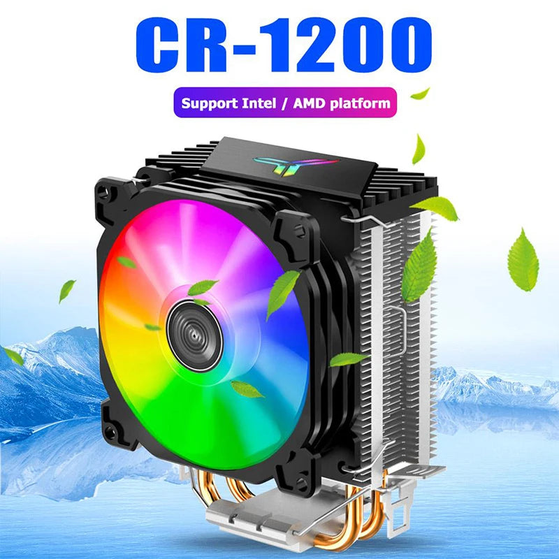 Jonsbo CR1200 CPU Cooler — 2 Heat Pipe Tower with RGB 9cm Fan for Intel LGA115X/775 & AMD AM4