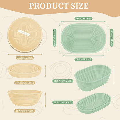 Foldable Silicone Sourdough Proofing Basket – Non-Stick Collapsible Baking Bowl with Starter Kit, Washable Bread Dough Bowl