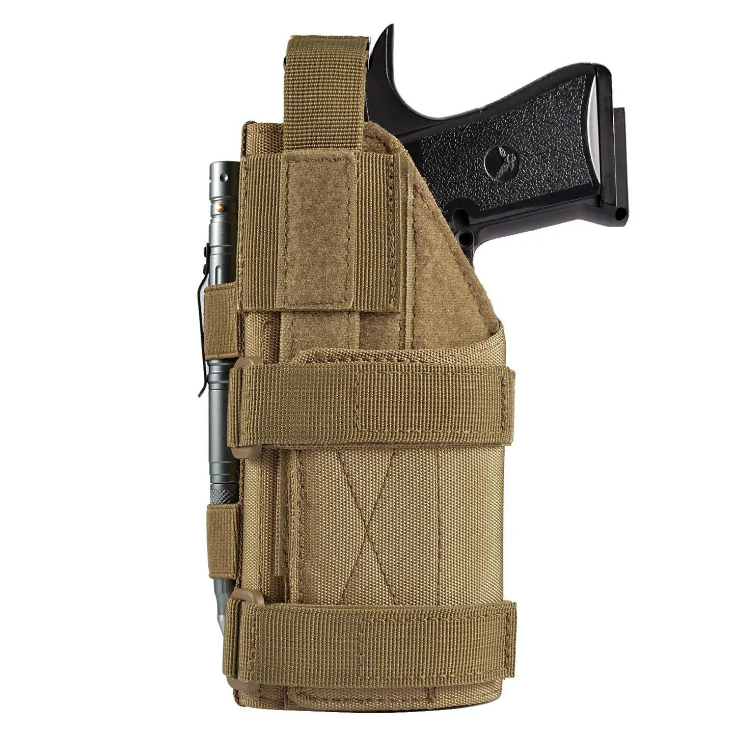 Outdoor Tactical Molle Gun Holster - Right Hand Belt Pistol Holder for Glock 17 19 1911 M9 and More