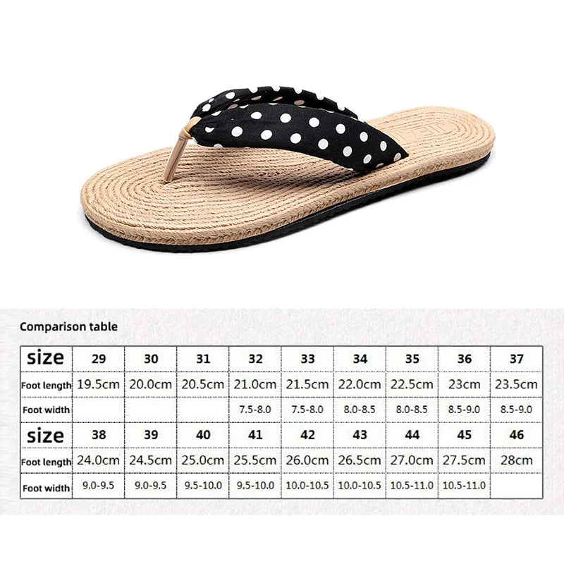 Ladies Summer Weave Beach Flip-Flops – Non-Slip Soft Flat Outdoor Slippers for Women