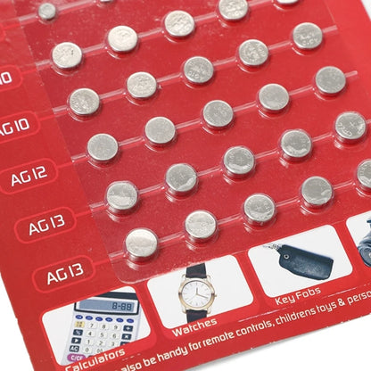 50/100Pcs Mixed Button Coin Cell Battery Set - AG1/AG3/AG4/AG10/AG12/AG13 Batteries for Watch, Toy, Clock, Calculators