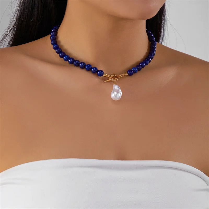 Vintage Pearl Necklace for Women - Elegant Irregular Stone Choker for Weddings, Parties & Gifts