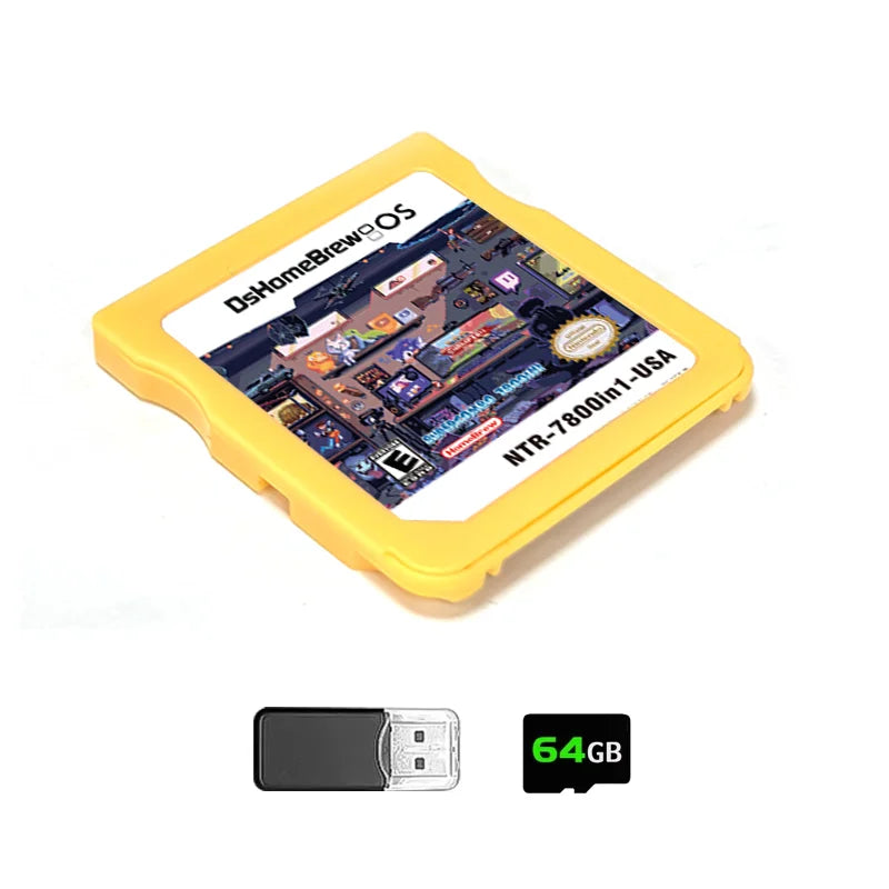 New DS Card 7800-in-1 Game Collection – R4 3DS Flash Card for NDSL, NDSi, 3DS, 2DS Adapter, Memory Burning Game Card