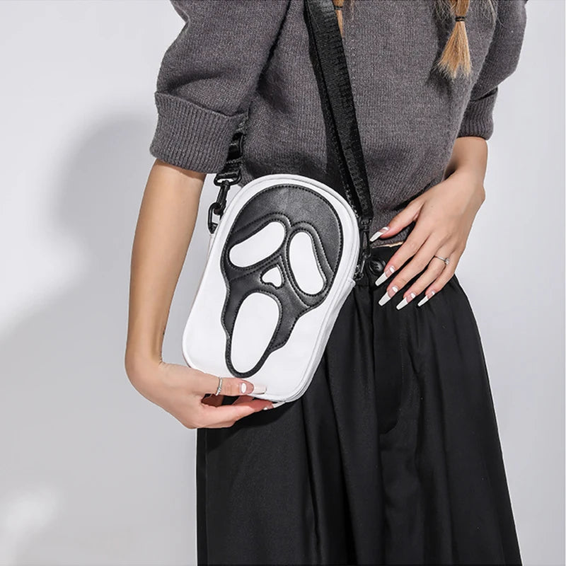 Halloween Ghost Crossbody Bag — Skull Shoulder Bag for Women & Girls, Y2K Punk Hiphop Skeleton Handbag