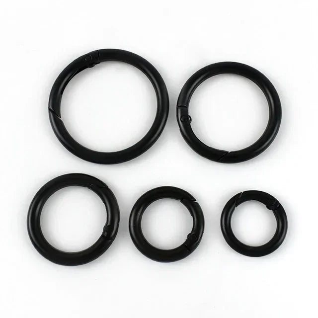 10Pcs Metal O Ring Spring Clasps - 10-38mm Openable Round Carabiner Snap Hooks for Keychains, Bags & DIY Jewelry Accessories