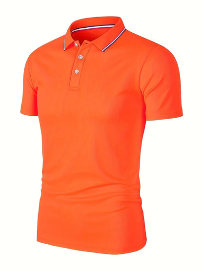 Men’s Summer Casual Polo Shirt - Breathable Solid Color Short Sleeve T-Shirt for Comfortable Everyday Wear