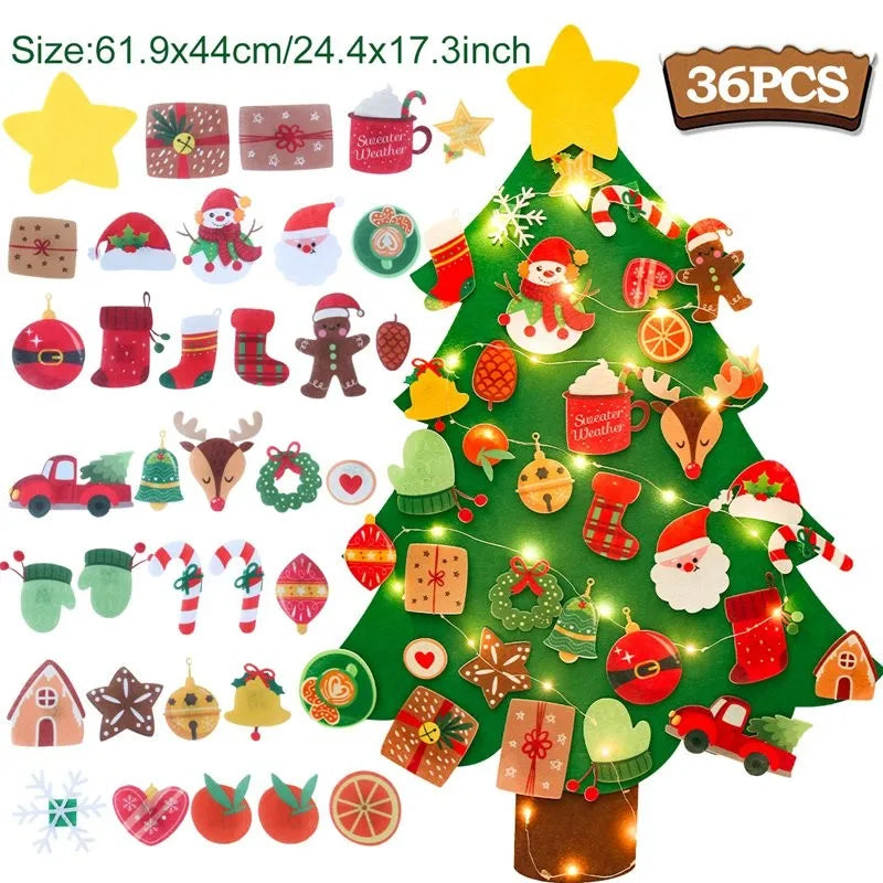 DIY Felt Christmas Tree Decoration – Xmas Ornament for Home Navidad Noel 2025 Santa Claus Kids Gift