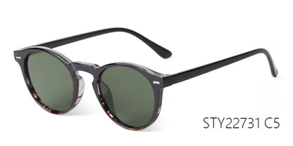 Vintage Round Sunglasses – 2024 Fashion Design for Men & Women, Retro Rivet Yellow & Blue Lens, Square Sun Glasses
