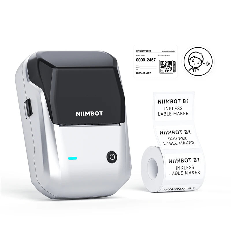 NIIMBOT B1 Portable 2-Inch Thermal Label Printer – Mini Bluetooth Adhesive Sticker Maker for Smartphone & PC
