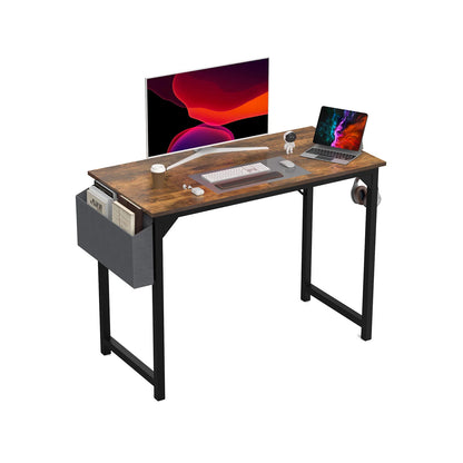 Computer Desk – Modern Compact Writing & Gaming Table with Side Bag, Headphone Hook, Easy Assembly