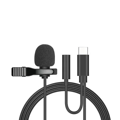 Portable USB Lavalier Microphone - 1.5M Clip-On Condenser Lapel Mic with USB, 3.5mm & Type-C Compatibility