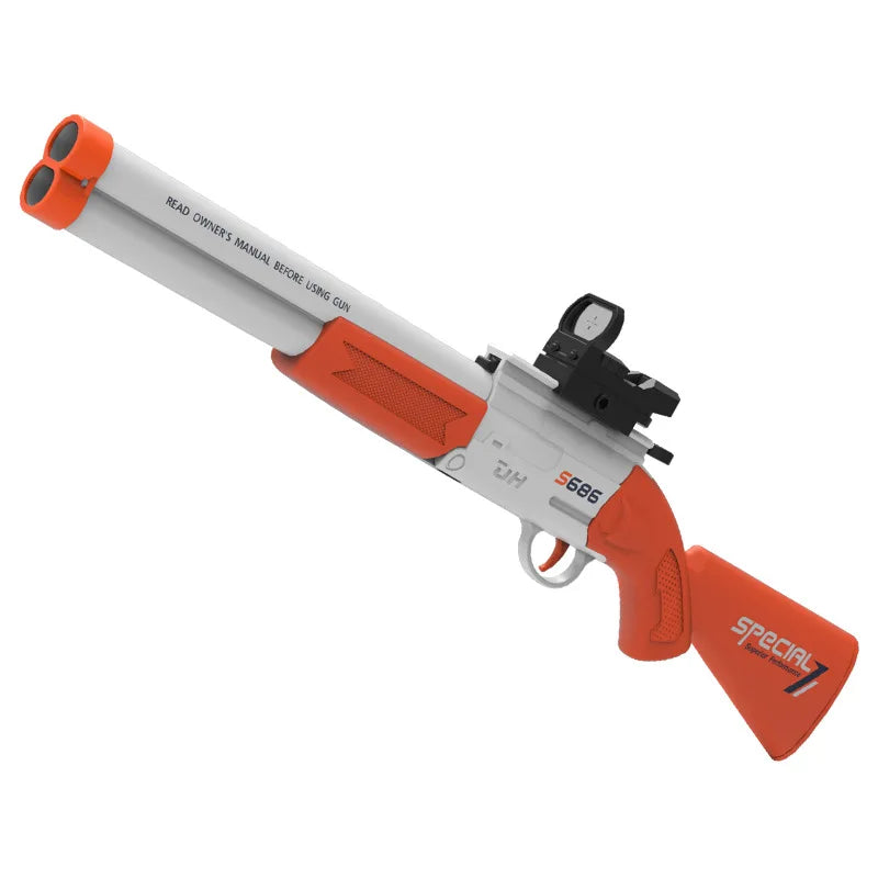 Toy Gun S686 Rifle – Double Barreled Airsoft Launcher with Dual Soft Bullets, Outdoor Sports Shotgun for Kids