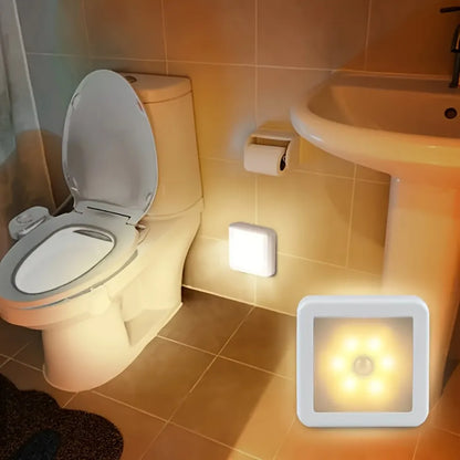 Smart LED Motion Sensor Night Light – Battery-Powered Wall-Mounted Warm & White Light for Bedroom & Corridor
