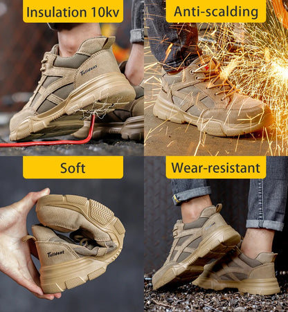 10KV Insulated Safety Shoes – Men’s Anti-Smash, Puncture-Proof, Breathable Electrician & Welding Work Boots