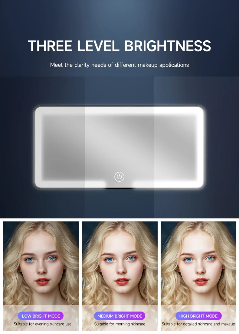 LED HD Makeup Mirror for Car – Rechargeable Sun Visor Plate with Fill Light, Universal Thin Vanity Mirror for Girls & Women