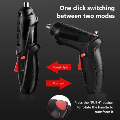 Portable Cordless Electric Screwdriver - 2-in-1 90° Rotating Rechargeable Power Tool with LED Light for Home, Office, and DIY Repairs