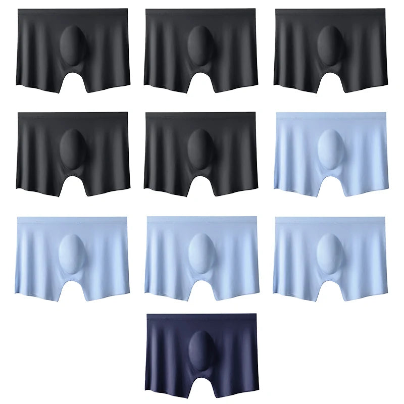 Men’s 10-Pack Ice Silk Boxers – Ultra-Thin Seamless Breathable Summer Underwear Shorts Set