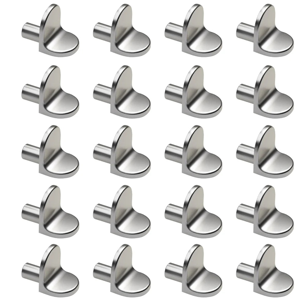 20pcs L-Shaped Shelf Support Studs: 5mm Pins for Cabinet, Wooden & Glass Board Bracket Holder
