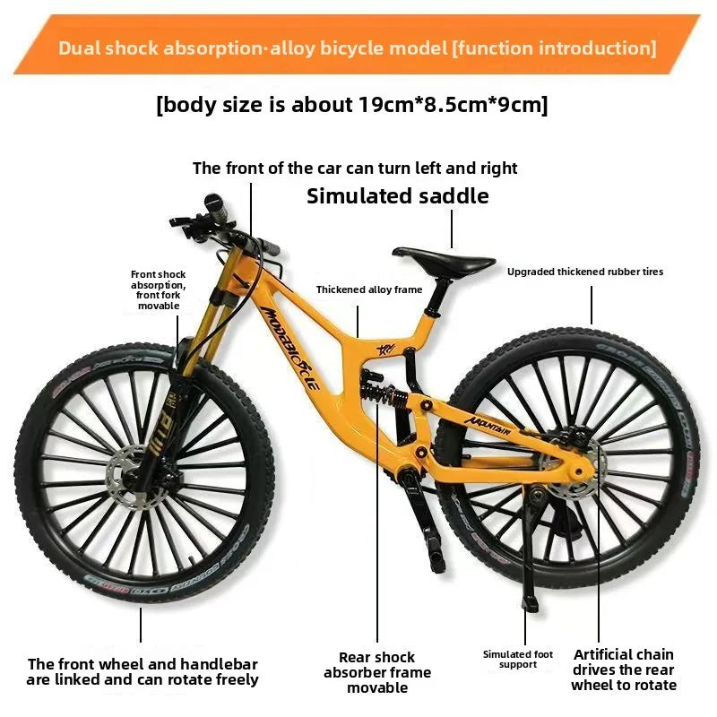 1:8 Dual Shock Downhill Mountain Bike Alloy Model - Soft Tail Metal Racing Toy & Birthday Gift