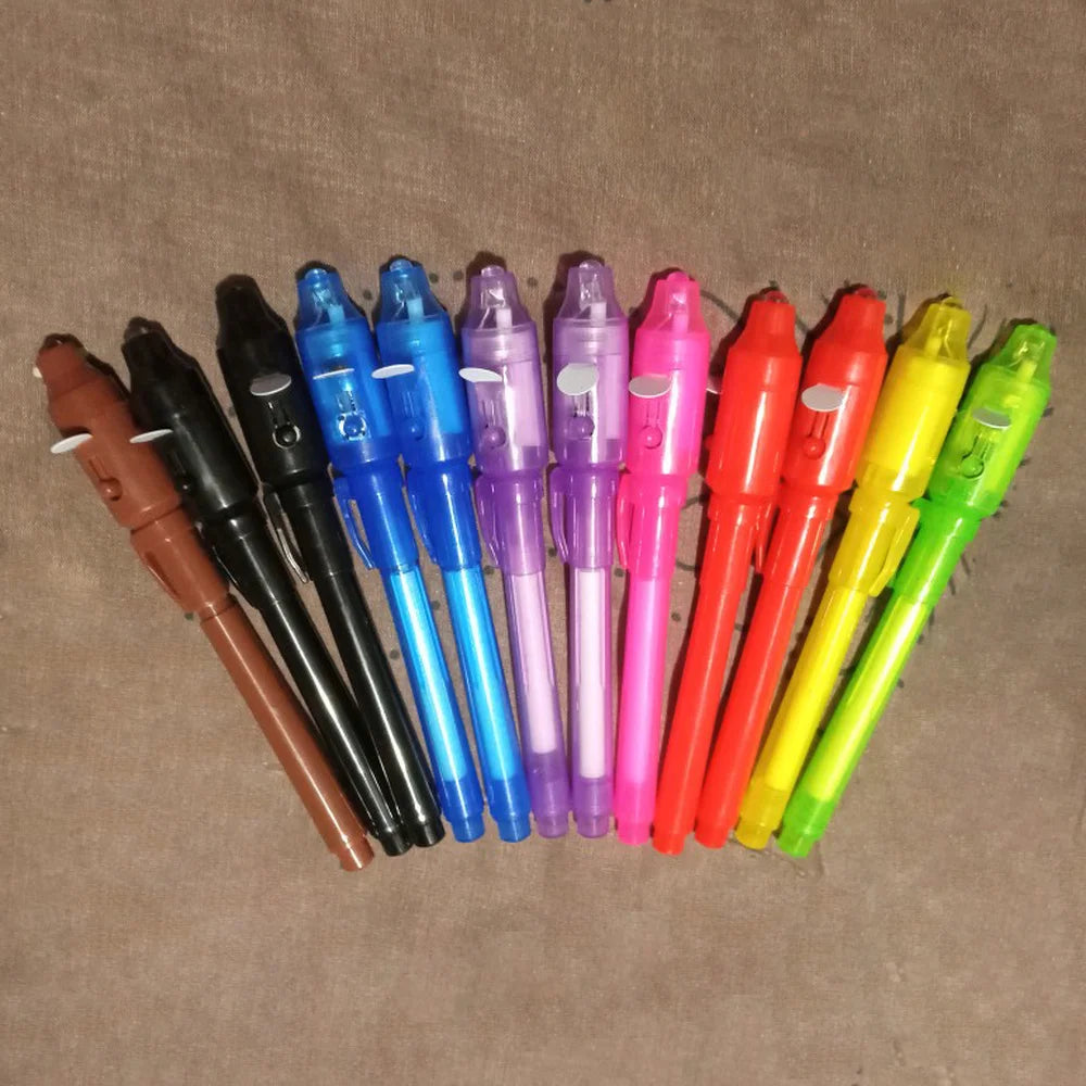 Invisible Ink Pen 12 PCS with UV Light - Spy Magic Marker for Secret Messages, Treasure Box Prizes, Kids Party Favors, Toys Gift