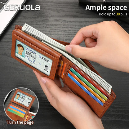 Bestseller 2526 Short Style Genuine Top-Grain Cowhide Leather Wallet with RFID Blocking & Multiple Card Slots – Compact Men’s Wallet Card Holder