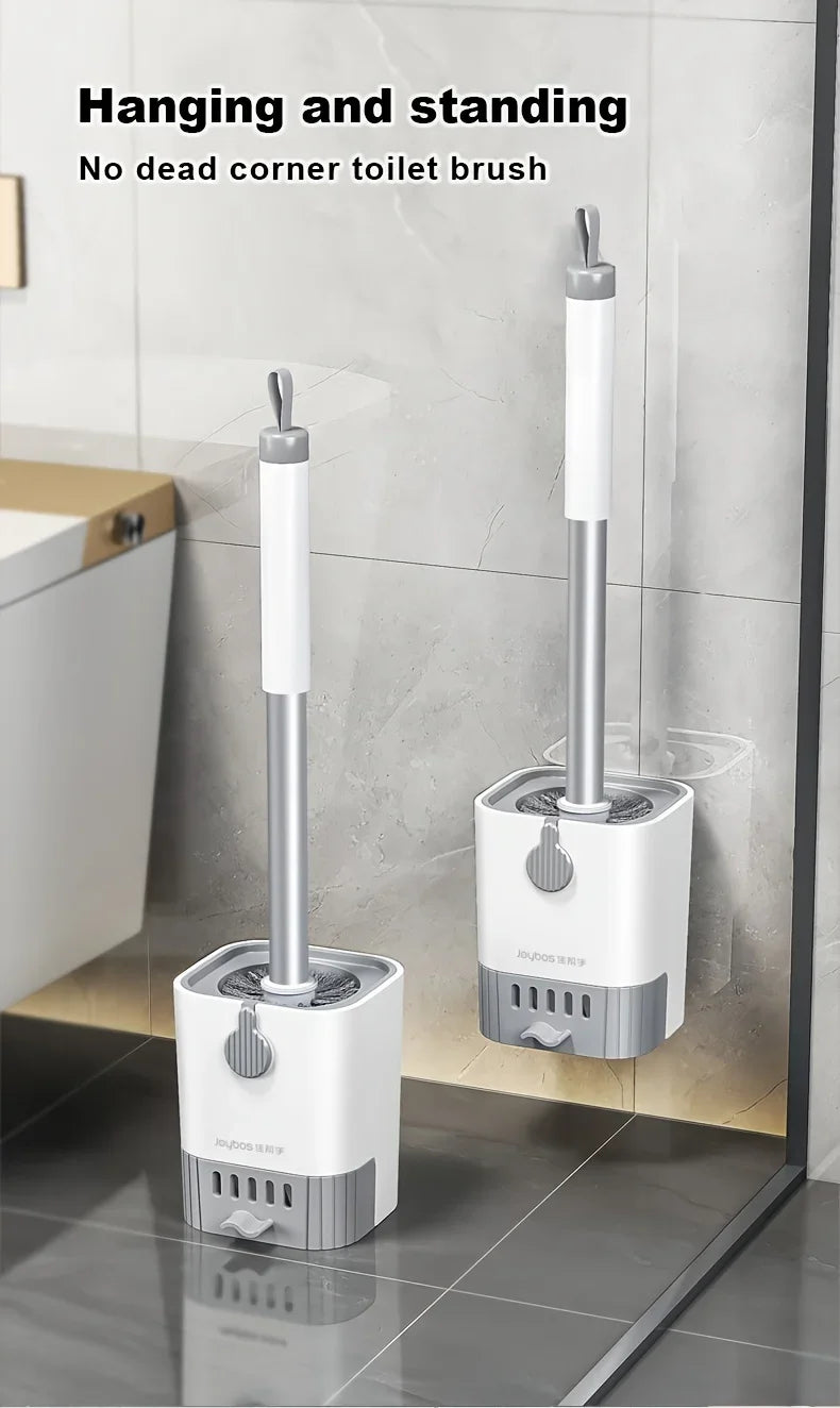 Wall-Mounted Toilet Brush Set – Long Handle Flexible Bathroom Cleaning Tool with Holder