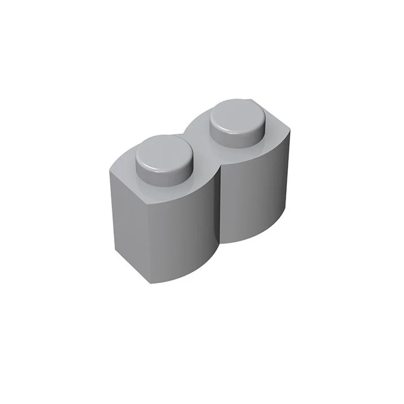 50-Piece 1x2 Log Profile Building Bricks - Modified Modular Blocks for MOC, GBC & Technical Construction Sets