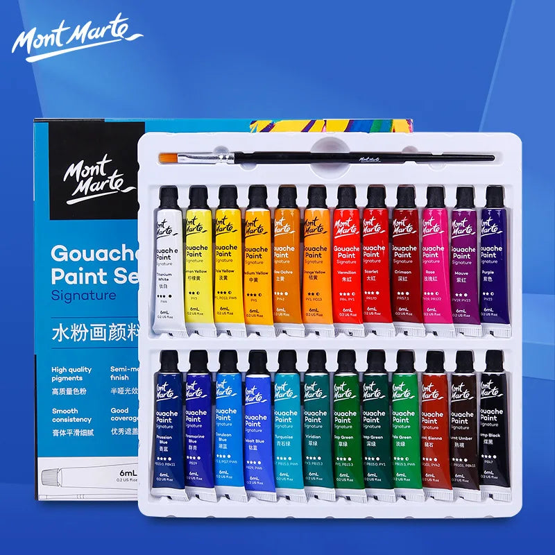 12/24/36 Colors Gouache Paint Set – 6ml Tubes with Rich Vivid Colors for Artists, Students & Beginners