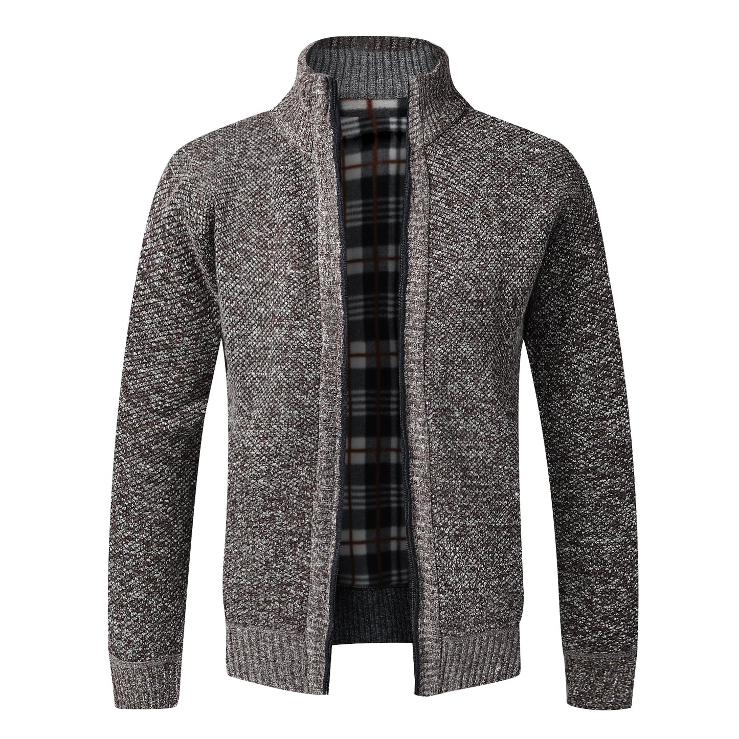 Men's Warm Fleece Cardigan Sweater - Full Zip Slim Fit Knitted Winter Jacket Coat