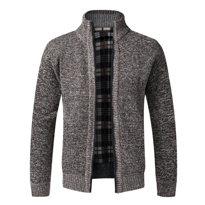 Men's Warm Fleece Cardigan Sweater - Full Zip Slim Fit Knitted Winter Jacket Coat