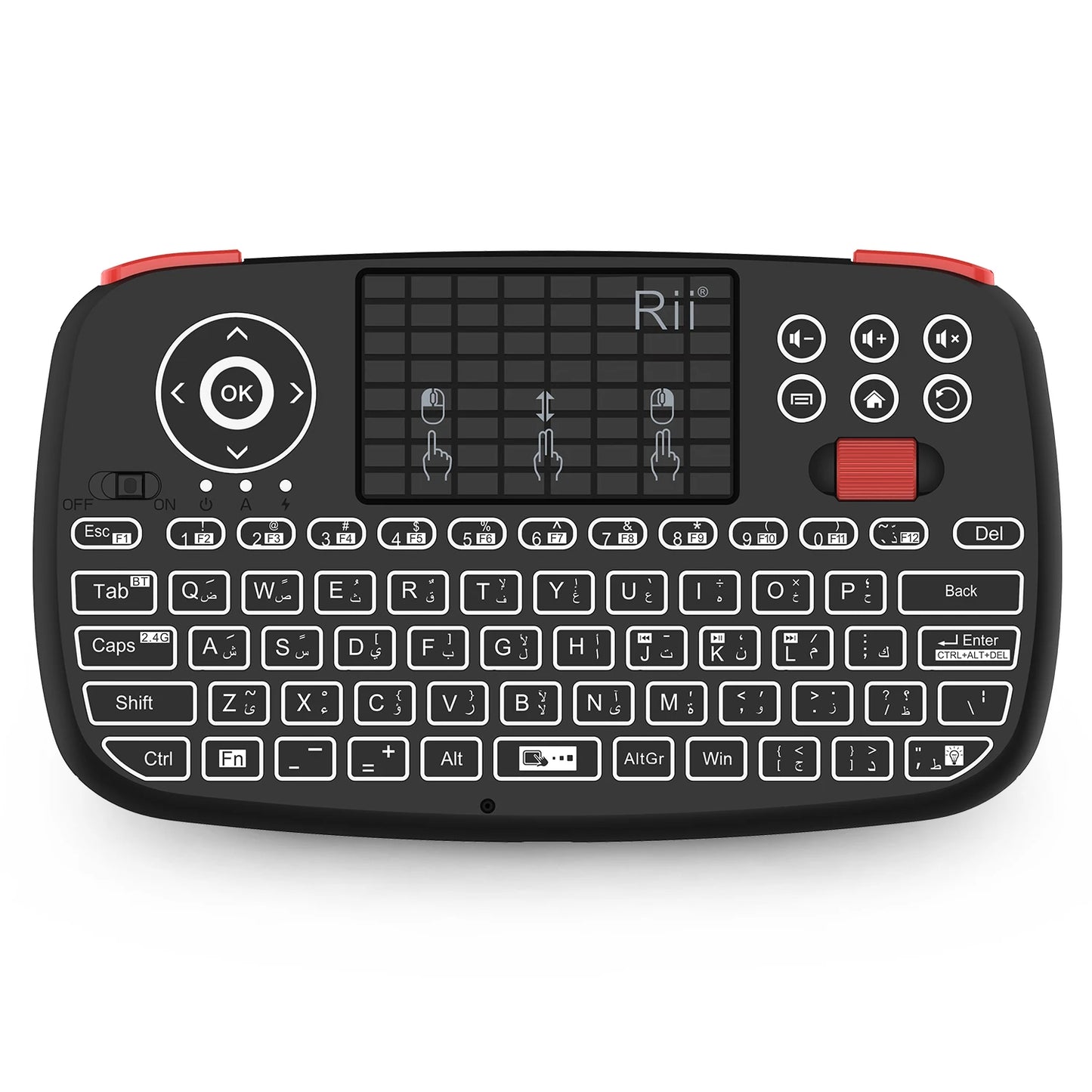 Rii i4 Mini BT Wireless Keyboard with Touchpad - 2.4GHz Backlit Mouse Remote for Windows, Android TV Box, and Smart TV