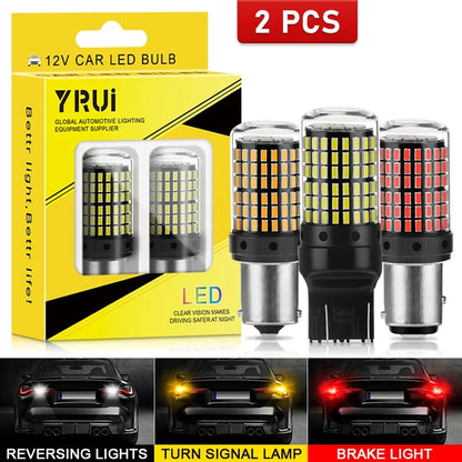 YiRui 2PCS 12-48V LED Bulbs - 144SMD Bright Reverse & Turn Signal Lights for BA15S, 7440, 1157 & P21W Sockets