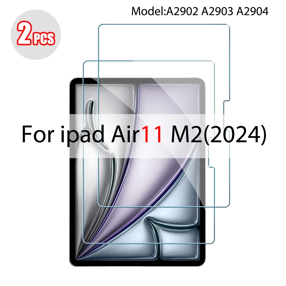 2PCS Tempered Glass Screen Protector for iPad Pro 11/12.9, Air 4/3/2, Mini 6/5/4/3 (2021/2024 Models)