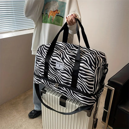 Women’s Carry-On Travel Bag – Spacious Animal Print Nylon Gym & Sports Bag, Large Capacity Weekend Overnight Bag